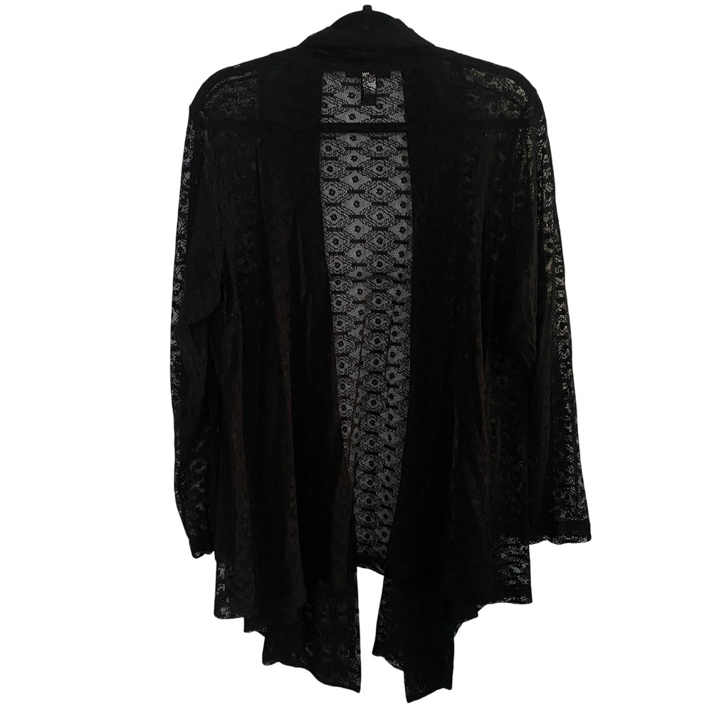 Cable Gauge Woman 1X Black Lace Duster Cardigan‎ Open Front Grandmacore Grunge - Picture 5 of 5